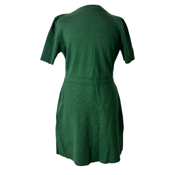 Merokeety Green Short-Sleeve Knee-Length Dress With Gold Button Accents Ribbed D - Picture 3 of 12